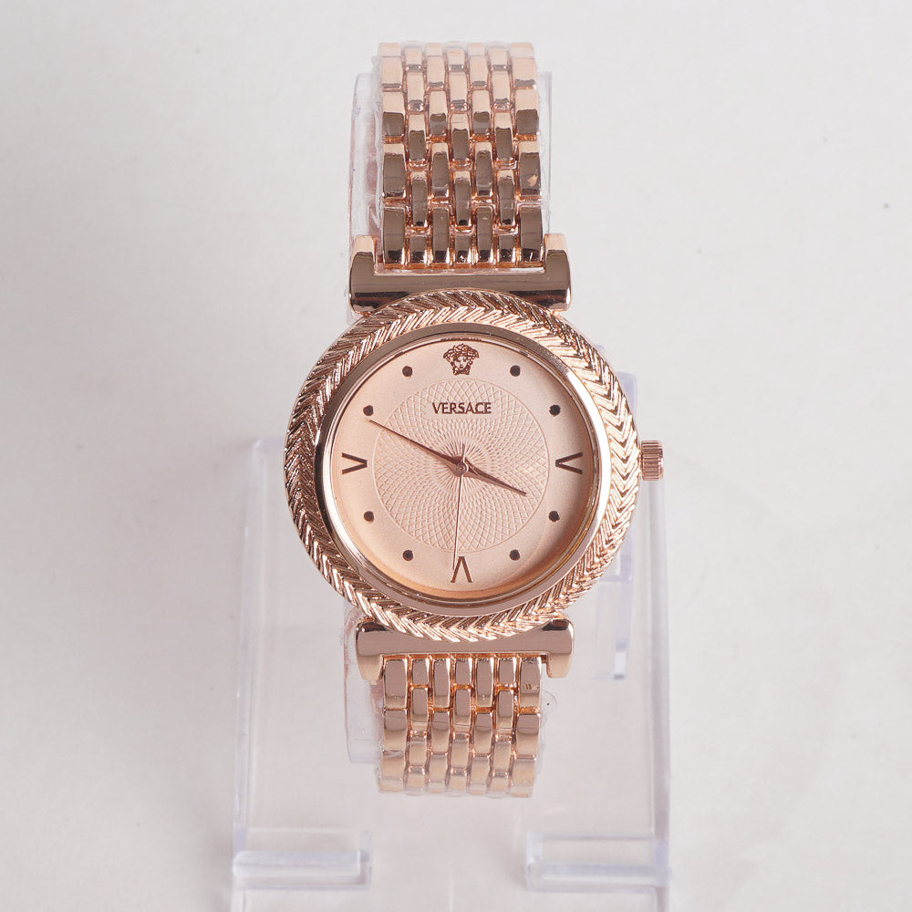 Women Stylish Chain Wrist Watch Rosegold V
