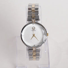 Two Tone Women Stylish Chain Wrist Watch White Dial F