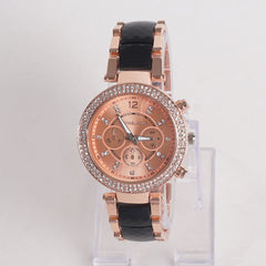 Women Chain Wrist Watch MK Rosegold Black