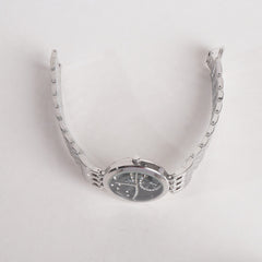Women Stylish Chain Wrist Watch Silver With Black Dial