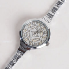 Women Stylish Chain Wrist Watch Silver With White Dial