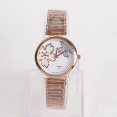 Women Stylish Chain Wrist Watch Rosegold With White Dial