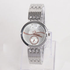 Women Stylish Chain Wrist Watch Silver With White Dial