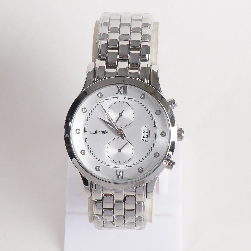 Mens Silver White Black Dial TBS-C Chain Watch