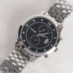 Mens Silver Black Dial TBS-C Chain Watch