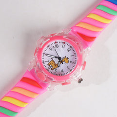 Rubber Strap Fashion Dial Wrist Watch Pink