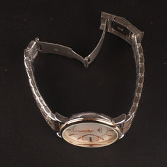 Rose Gold Silver Chain Men's Wrist Watch