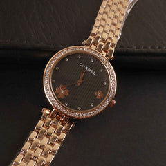 Women Chain Wrist Watch Rosegold Black