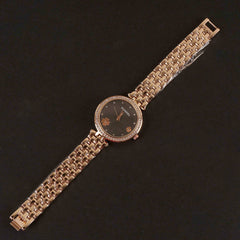 Women Chain Wrist Watch Rosegold Black