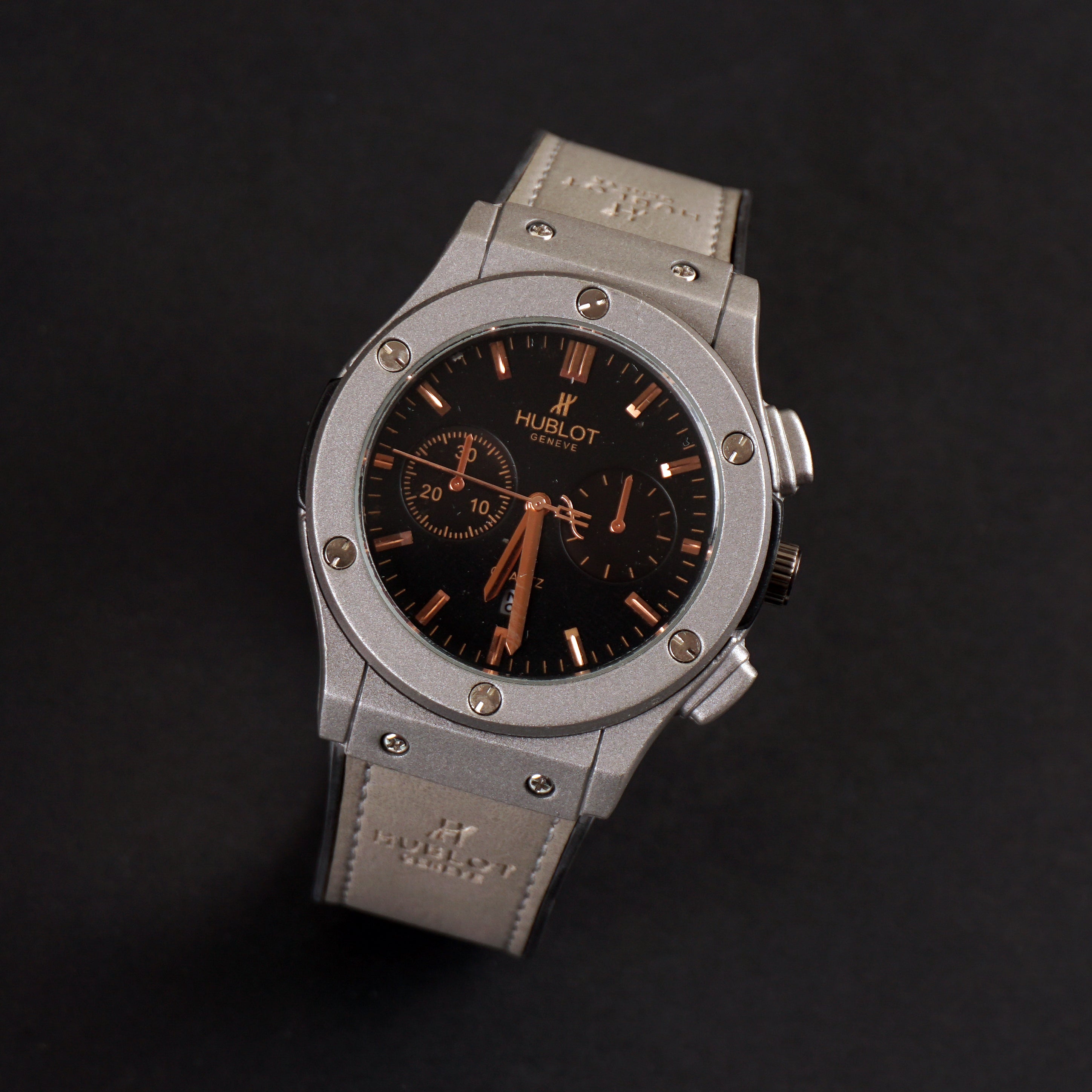 Mens Wrist Watch Grey Design HB Rosegold
