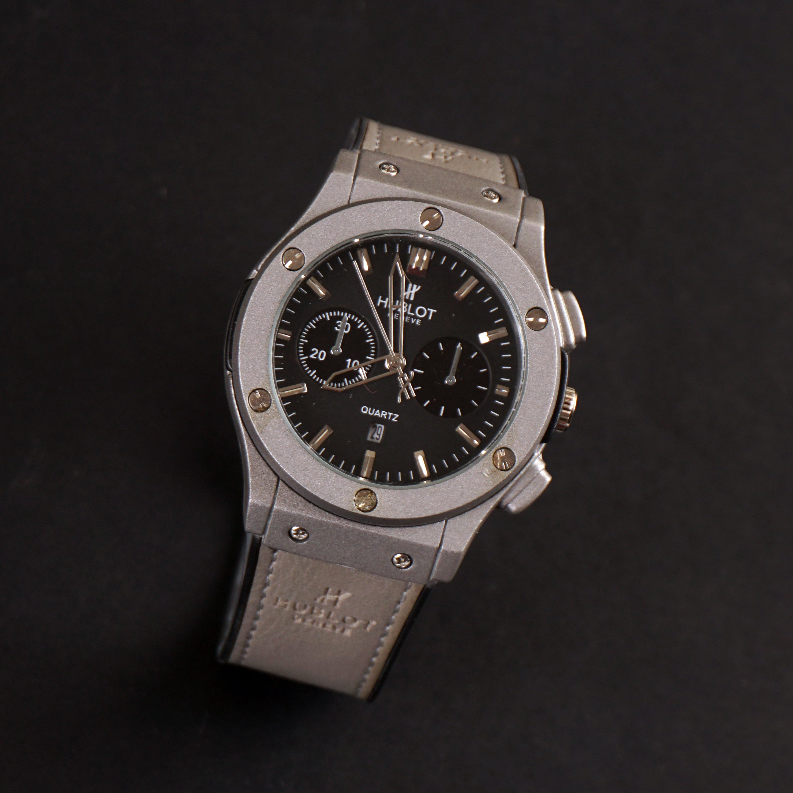 Mens Wrist Watch Grey Design HB Black