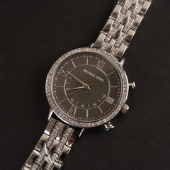 Women Chain Wrist Watch Silver Black MK