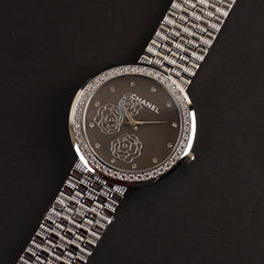 Women Chain Wrist Watch Silver Black C