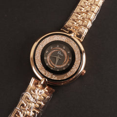 Women Chain Wrist Watch Rosegold D Black