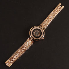 Women Chain Wrist Watch Rosegold D Black