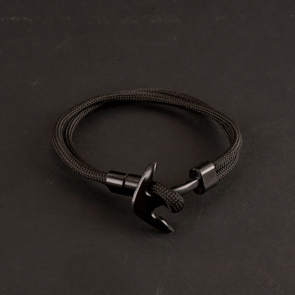 Black Rope Bracelet Anchor Design