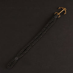 Black Rope Bracelet Golden Anchor Design