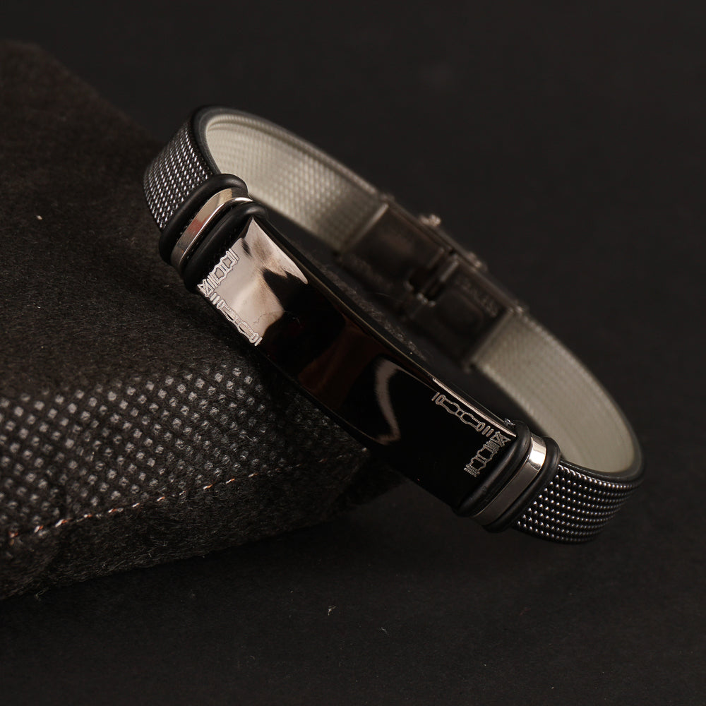 Black Leather Bracelet for Men