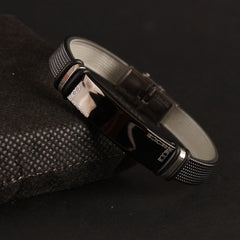 Black Leather Bracelet for Men