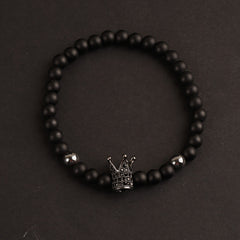 Black Crown 4mm Beads Bracelet