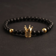 Crown Golden 4mm Beads Bracelet