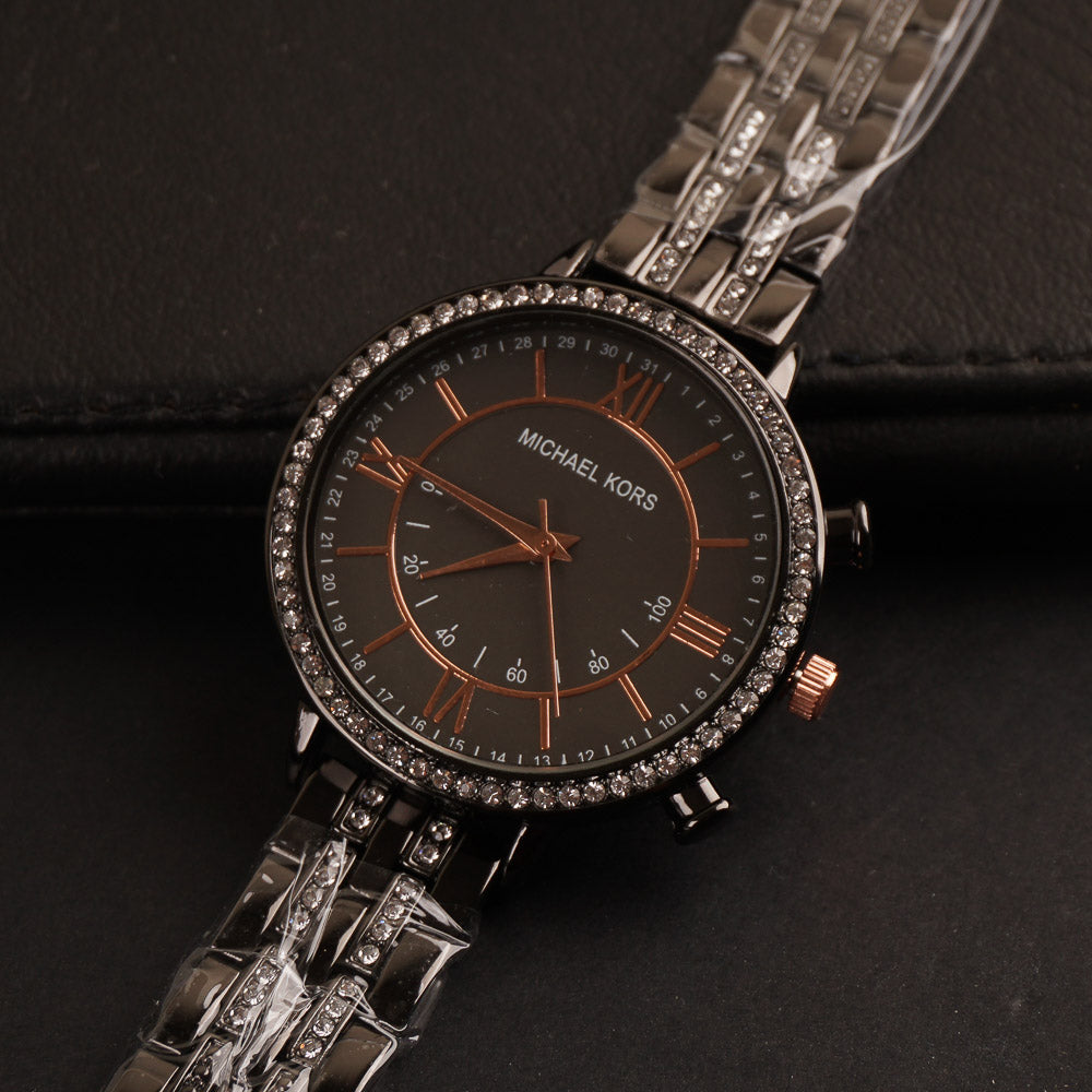 Women Chain Wrist Watch Black MK