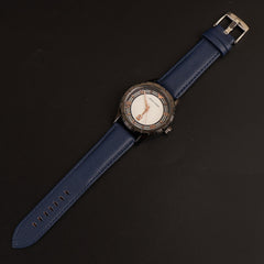 Mens Wrist Watch Blue Strap with Metallic Dial