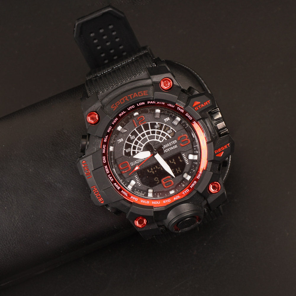 Digital LED Mens Sport Watch Red Shade