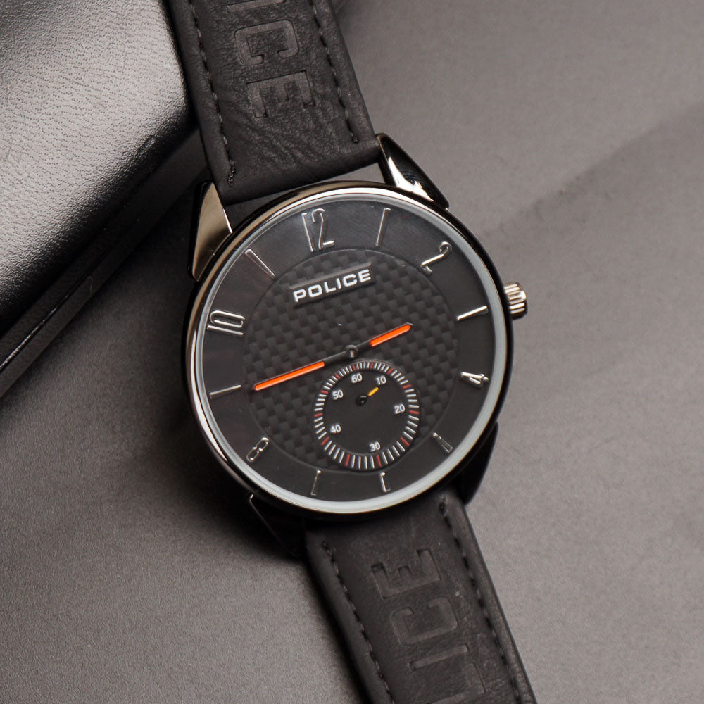 Mens Wrist Watch Black Strap with Black Dial