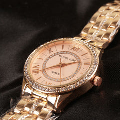 Women Chain Wrist Watch Rosegold Pink MK