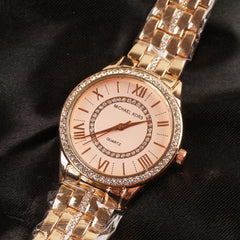 Women Chain Wrist Watch Rosegold Pink MK