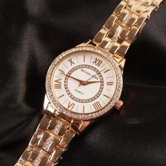 Women Chain Wrist Watch Rosegold White MK