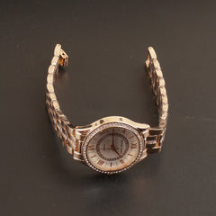 Women Chain Wrist Watch Rosegold White MK