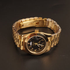 Women Chain Wrist Watch Golden Black R