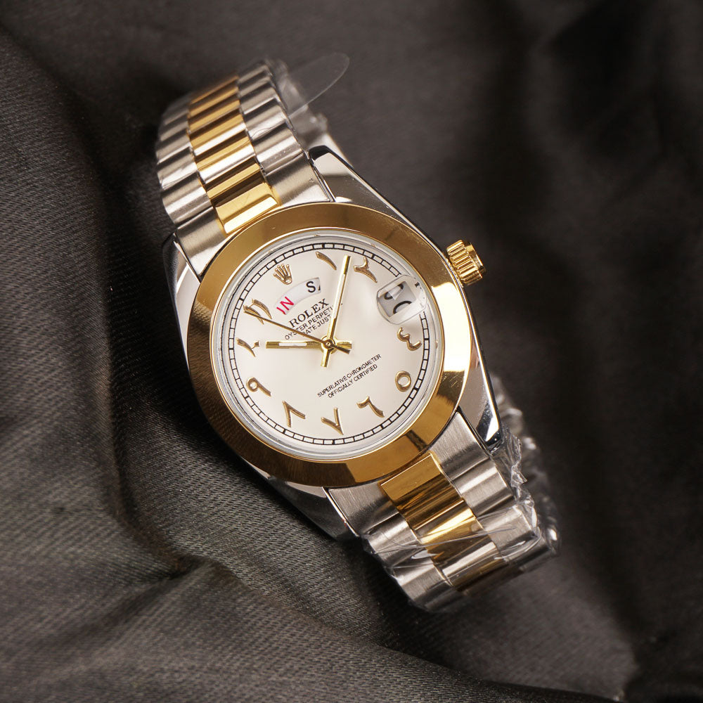 Women Chain Wrist Watch Two Tone White R