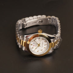 Women Chain Wrist Watch Two Tone White R
