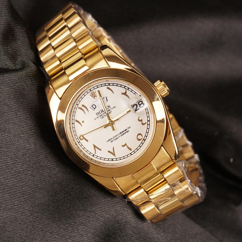 Women Chain Wrist Watch Golden White R