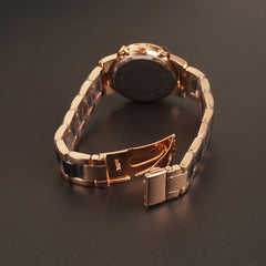 Women Chain Wrist Watch Two Tone Black MK