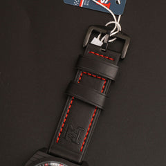 Mens Fancy Watch With Date & Time Black-Red Strap