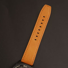 Mens Fancy Watch With Date & Time Beige Strap