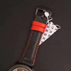 Mens Fancy Watch With Date & Time Black-Red Strap