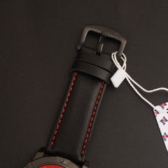 Mens Fancy Watch With Date & Time Black-Red Strap