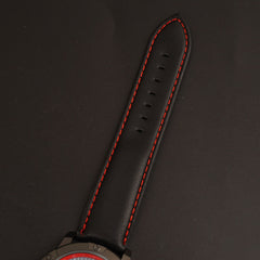 Mens Fancy Watch With Date & Time Black-Red Strap