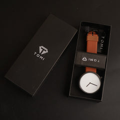 Mens Watch With Date & Time Brown Strap Black