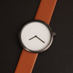 Mens Watch With Date & Time Brown Strap Black