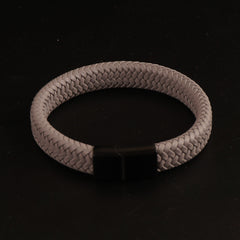 Gray Braided Leather Black Magnetic Lock Fashion Bracelet