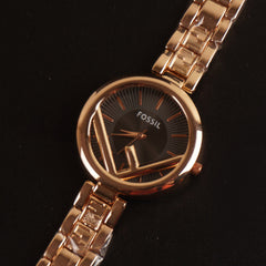 Women Chain Wrist Watch Rosegold Black