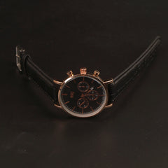 Black Strap Rosegold Dial Fashion Wrist Watch