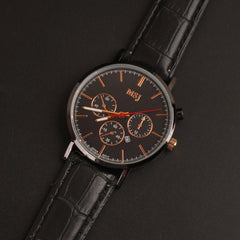 Black Strap Black Dial Fashion Wrist Watch