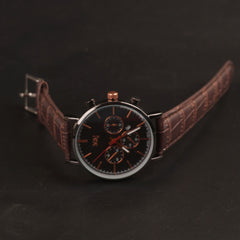 Brown Strap Black Dial Fashion Wrist Watch